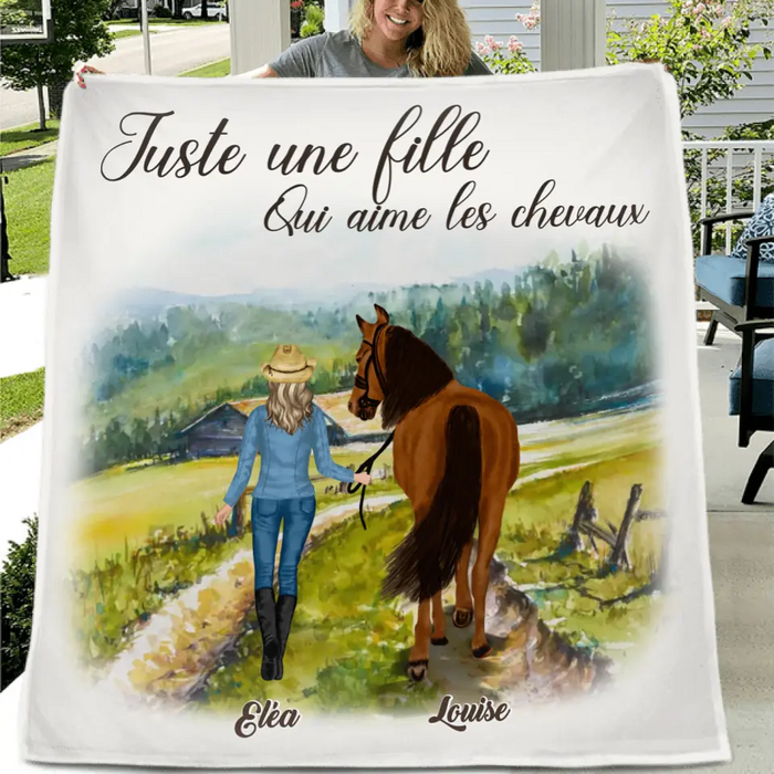 Couverture Personnalisée Pour Fille De Cheval - Idée Cadeau Pour Les Amoureux Des Chevaux - Jusqu'À 6 Chevaux -  Juste Une Fille Qui Aime Les Chevaux