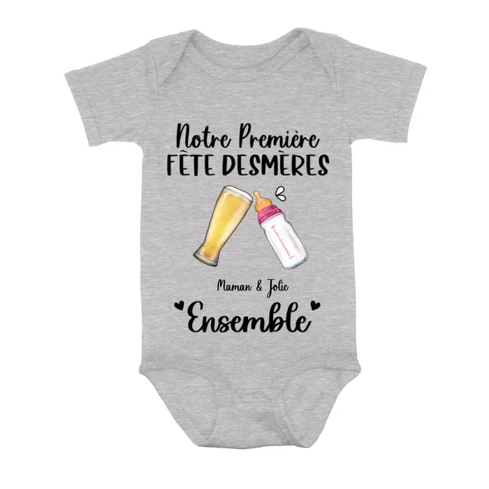 Cache-couche/T-shirt bébé personnalisé personnalisé - Idée cadeau fête des mères pour bébé/maman - Ensemble Notre Première Fête Desmères