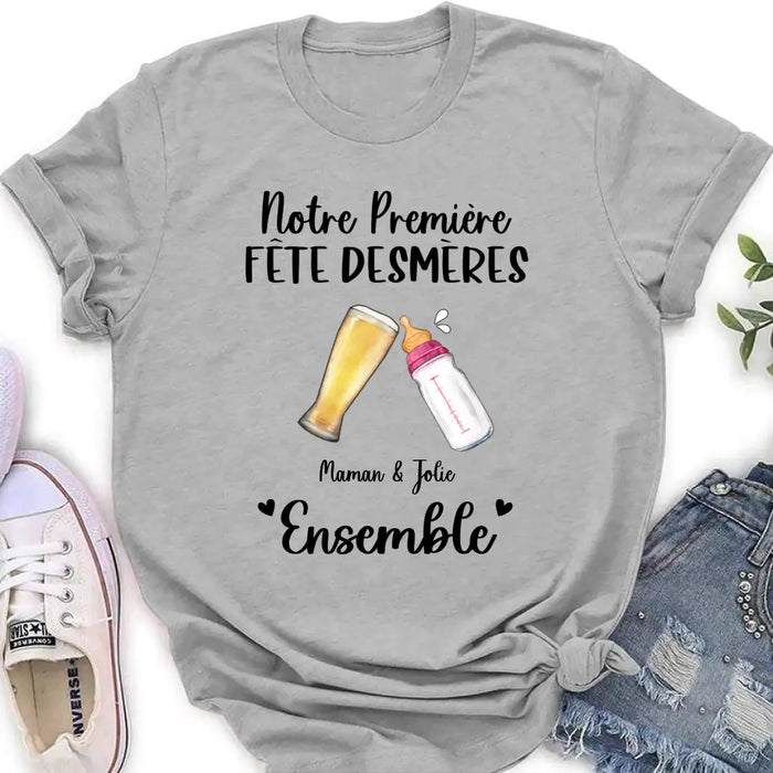 Cache-couche/T-shirt bébé personnalisé personnalisé - Idée cadeau fête des mères pour bébé/maman - Ensemble Notre Première Fête Desmères