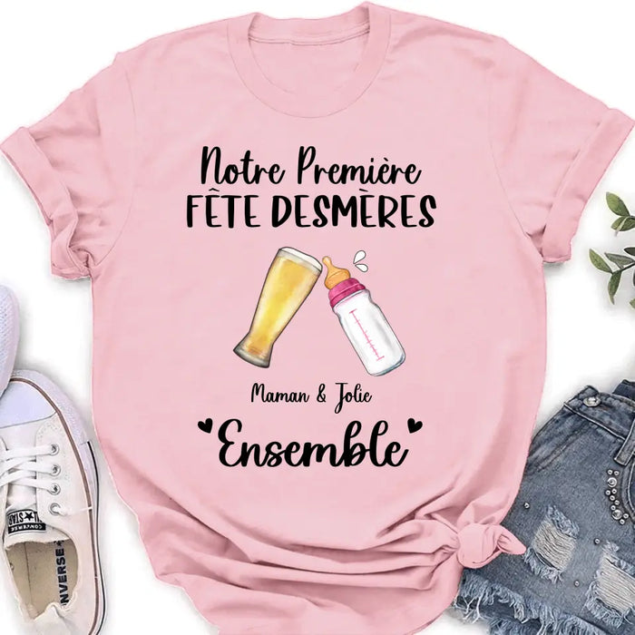 Cache-couche/T-shirt bébé personnalisé personnalisé - Idée cadeau fête des mères pour bébé/maman - Ensemble Notre Première Fête Desmères