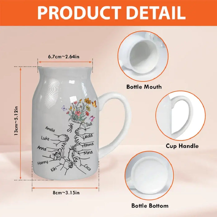 Personalized Grandma Mom Ceramic Flower Vase - Up to 10 Kids - Gift Idea For Grandma - If Grandmas Were Flowers