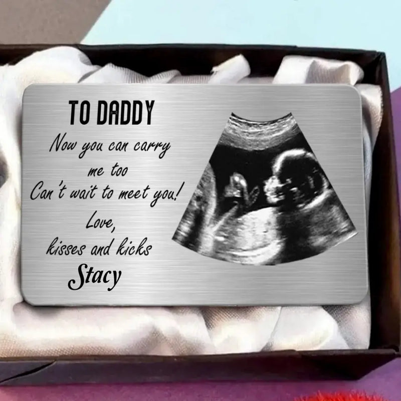 Personalized To Daddy Aluminum Wallet Card - Upload Photo - Gift For Dad, Father, New Parent - Now You Can Carry Me Too