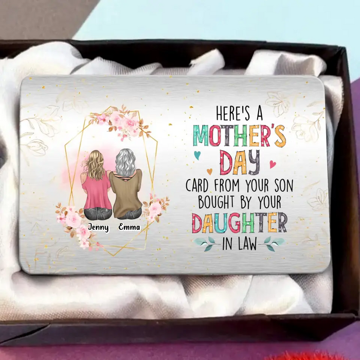 Custom Personalized Mother's Day Wallet Aluminum Card - Mother's Day Gift Idea From Daughter In Law - Here's A Mother's Day Card From Your Son Bought By Your Daughter In Law