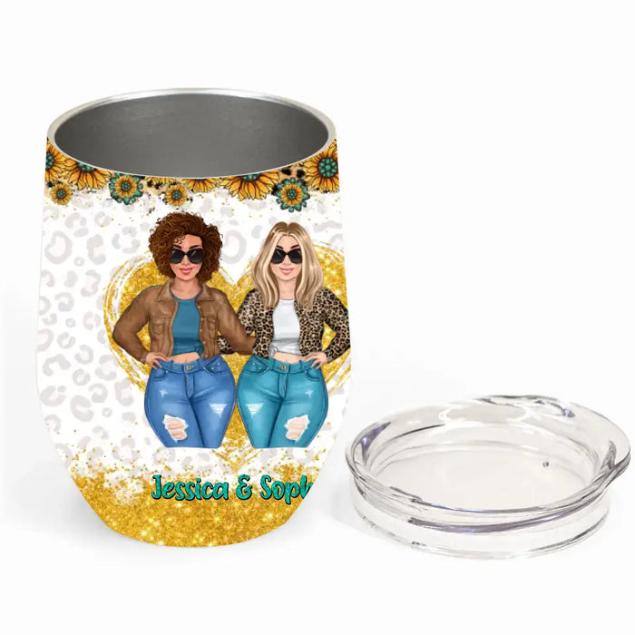 Custom Personalized Mom & Daughter Wine Tumbler - Gift Idea For Mom/Mother's Day - Behind Every Crazy Daughter