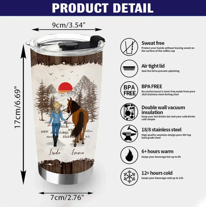 Custom Personalized Horse Girl Tumbler - Upto 4 Horses - Gift Idea For Horse Lover - And She Lived Happily Ever After
