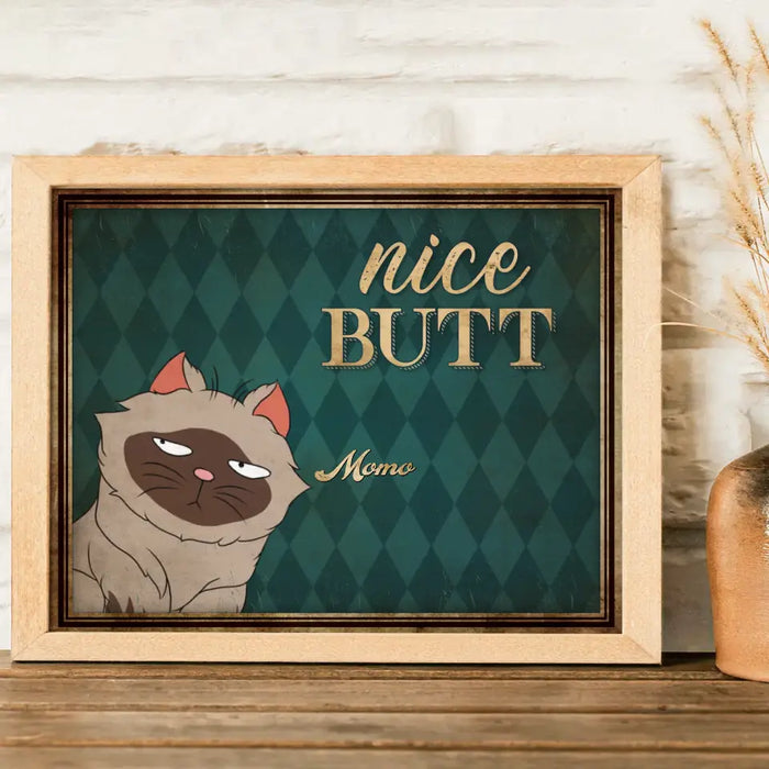 Personalized Nice Butt Funny Cats Poster - Gift Idea For Cat Lover - Bathroom Decorating - Up to 6 Cats