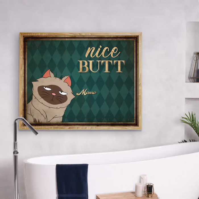 Custom Personalized Nice Butt Funny Cats Poster - Gift Idea For Cat Lover - Bathroom Decorating - Upto 6 Cats