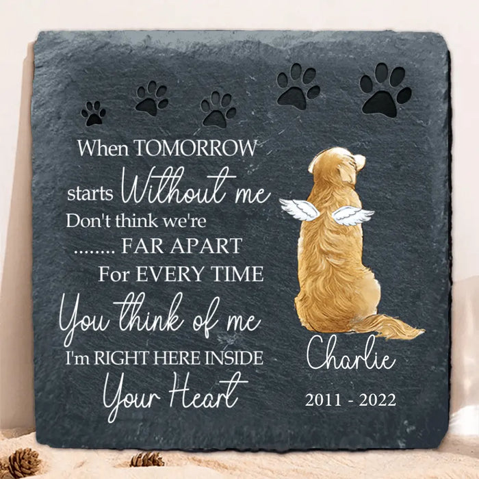 Custom Personalized Memorial Dog Square Lithograph - Remembrance Stones Gift Idea For Dog Lover - I'm Right Here Inside Your Heart