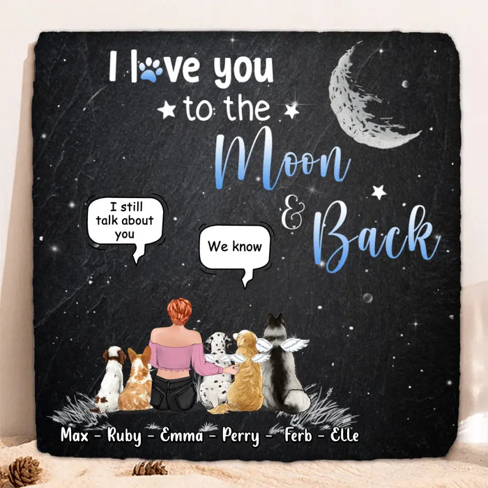 Custom Personalized Pet Mom Square Lithograph - Gift Idea For Pet Owner with up to 5 Pets - I Love You To The Moon & Back