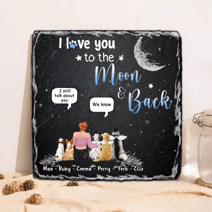 Custom Personalized Pet Mom Square Lithograph - Gift Idea For Pet Owner with up to 5 Pets - I Love You To The Moon & Back