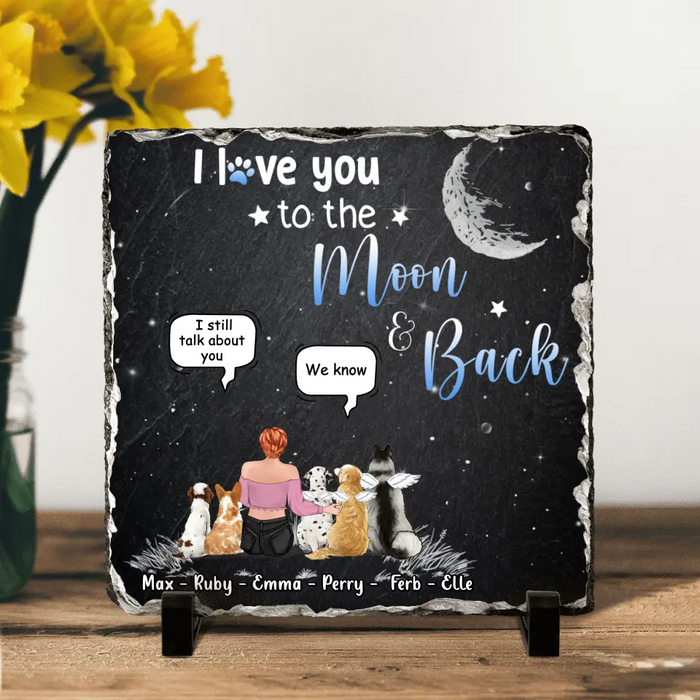 Custom Personalized Pet Mom Square Lithograph - Gift Idea For Pet Owner with up to 5 Pets - I Love You To The Moon & Back