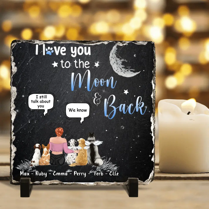 Custom Personalized Pet Mom Square Lithograph - Gift Idea For Pet Owner with up to 5 Pets - I Love You To The Moon & Back