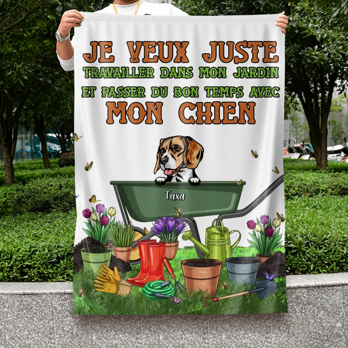 Drapeau Du Jardin Des Chiens Personnalisé - Cadeau Pour Amoureux Des Chiens - Je Veux Justetravailler Dans Mon Jardinet Passer Du Bon Temps Avecmon Chiens