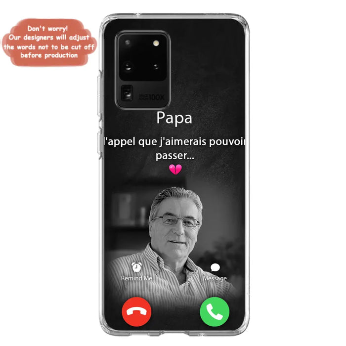 Coque de téléphone personnalisée pour papa commémoratif - Télécharger une photo - L'appel que j'aimerais pouvoir passer- Coque de téléphone pour iPhone/ Samsung