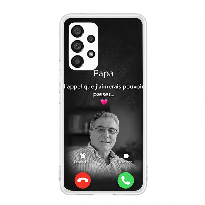 Coque de téléphone personnalisée pour papa commémoratif - Télécharger une photo - L'appel que j'aimerais pouvoir passer- Coque de téléphone pour iPhone/ Samsung