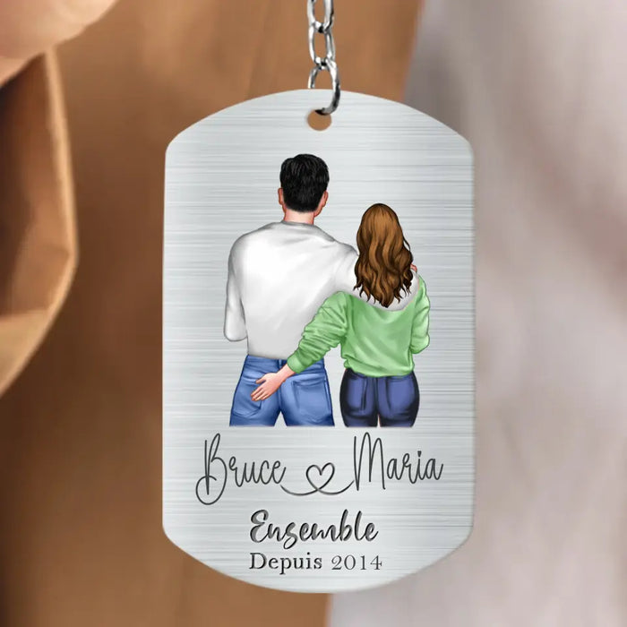 Custom Personalized Couple Aluminum Keychain - Gift Idea For Couple - Juste Toi Et Moi