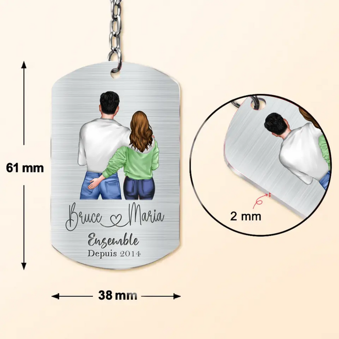 Custom Personalized Couple Aluminum Keychain - Gift Idea For Couple - Juste Toi Et Moi