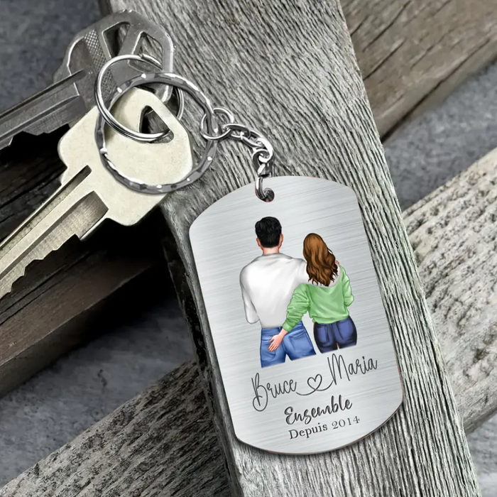 Custom Personalized Couple Aluminum Keychain - Gift Idea For Couple - Juste Toi Et Moi