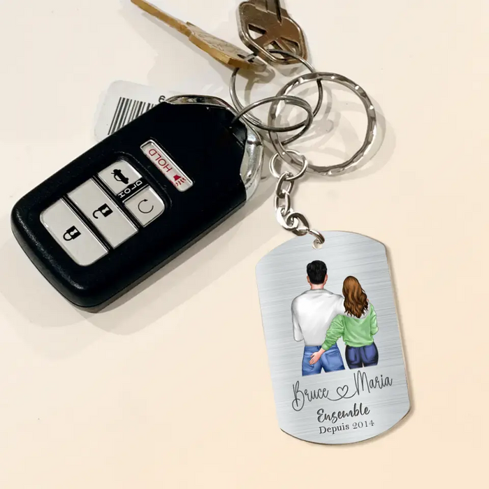 Custom Personalized Couple Aluminum Keychain - Gift Idea For Couple - Juste Toi Et Moi