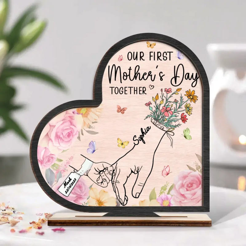 Personalized Mom Wooden Plaque - Up to 5 Kids - Mother's Day Gift Idea - Our First Mother's Day Together