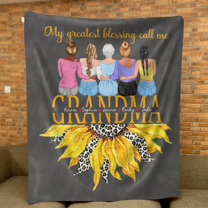 Custom Personalized Grandma Quilt/Fleece Throw Blanket - Upto 4 Granddaughters - Gift Idea For Mother's Day - My Greatest Blessing Call Me Grandma