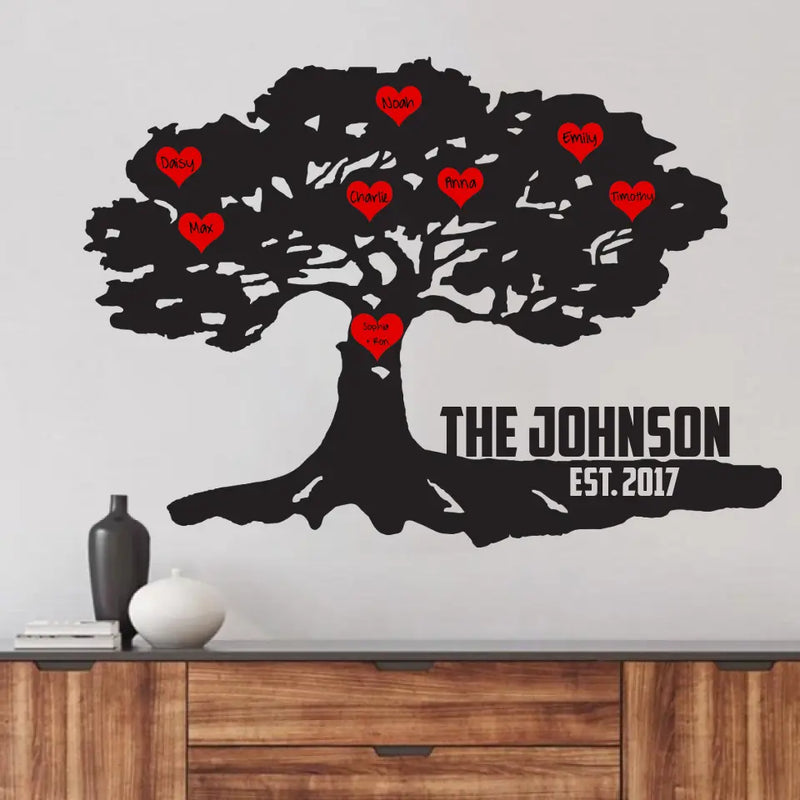 Personalized Family Cut Metal Sign - Up to 8 Hearts - Mother's Day/Father's Day Gift Idea for Family