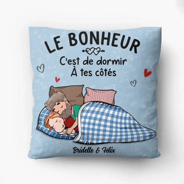 Housse de coussin/ couverture personnalisée - Le bonheur c'est de dormir à tes côtés