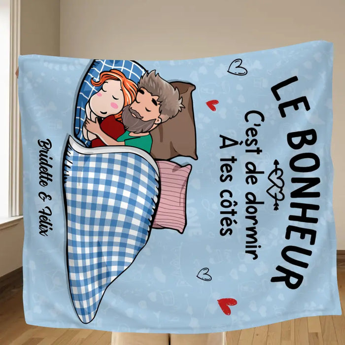 Housse de coussin/ couverture personnalisée - Le bonheur c'est de dormir à tes côtés