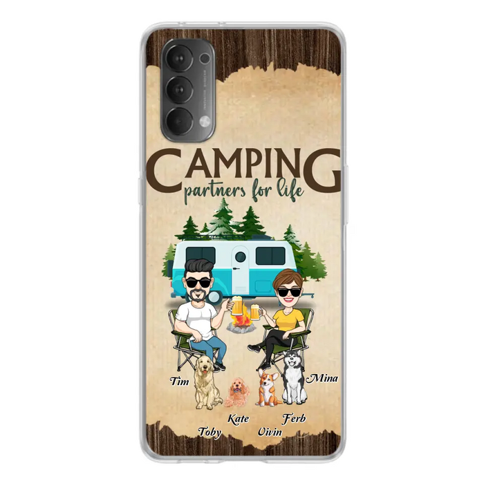 Custom Personalized Couple With Dogs Camping Oppo/ Xiaomi/ Huawei Case - Couple With Up to 4 Dogs - Gift For Couple/ Camping/ Dog Lover - Camping Partners For Life