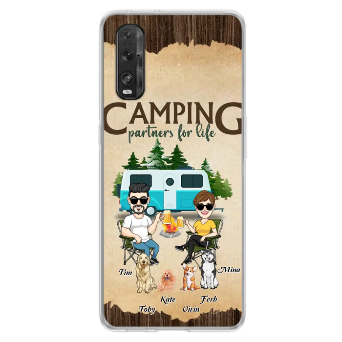 Custom Personalized Couple With Dogs Camping Oppo/ Xiaomi/ Huawei Case - Couple With Up to 4 Dogs - Gift For Couple/ Camping/ Dog Lover - Camping Partners For Life