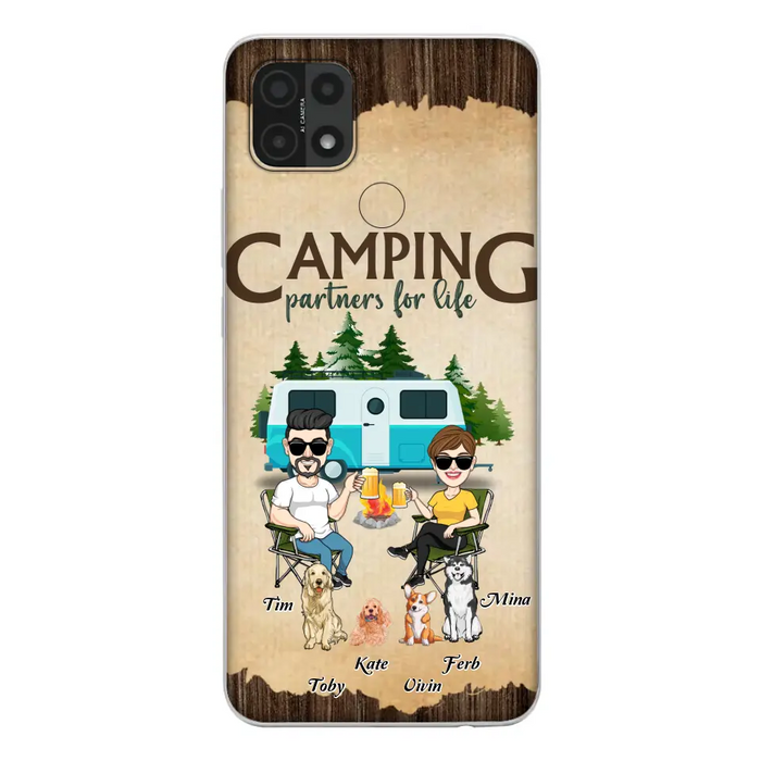 Custom Personalized Couple With Dogs Camping Oppo/ Xiaomi/ Huawei Case - Couple With Up to 4 Dogs - Gift For Couple/ Camping/ Dog Lover - Camping Partners For Life