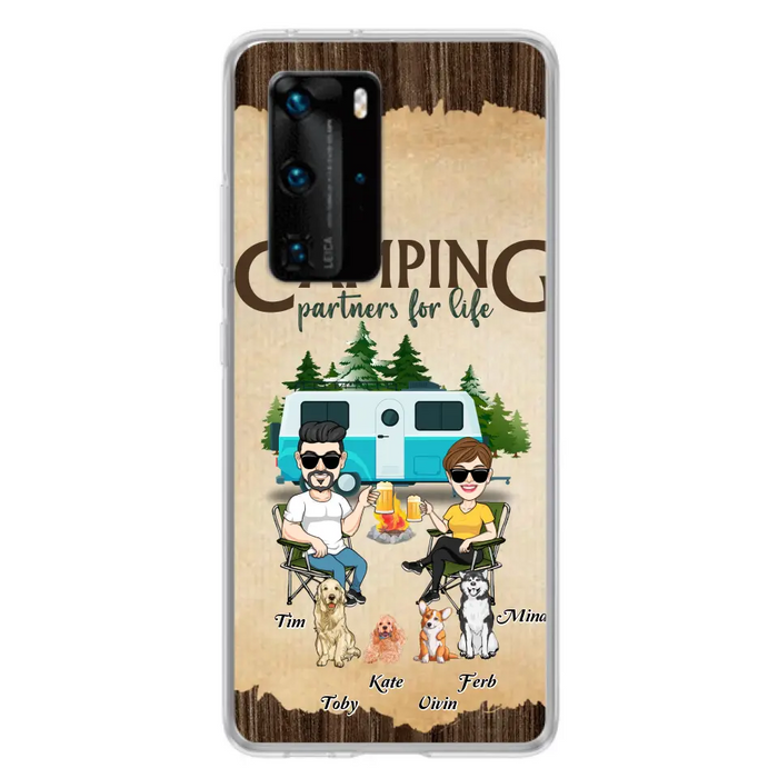 Custom Personalized Couple With Dogs Camping Oppo/ Xiaomi/ Huawei Case - Couple With Up to 4 Dogs - Gift For Couple/ Camping/ Dog Lover - Camping Partners For Life