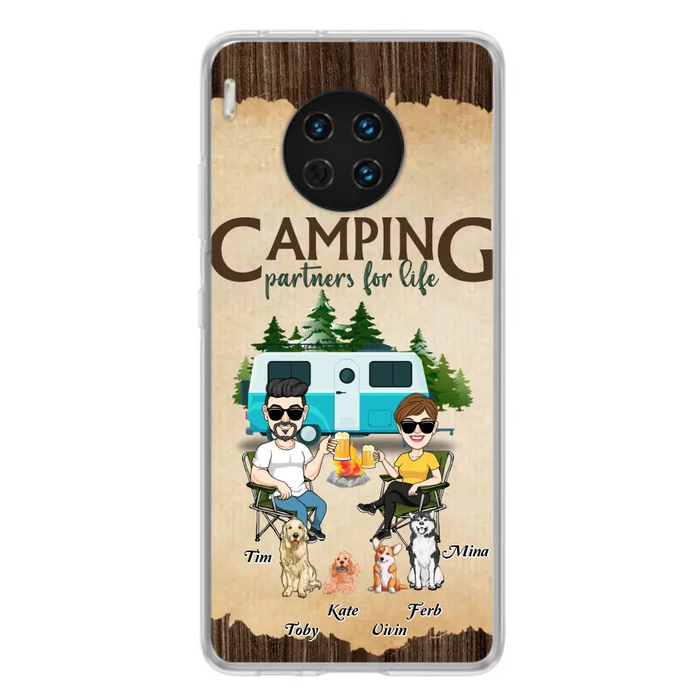 Custom Personalized Couple With Dogs Camping Oppo/ Xiaomi/ Huawei Case - Couple With Up to 4 Dogs - Gift For Couple/ Camping/ Dog Lover - Camping Partners For Life