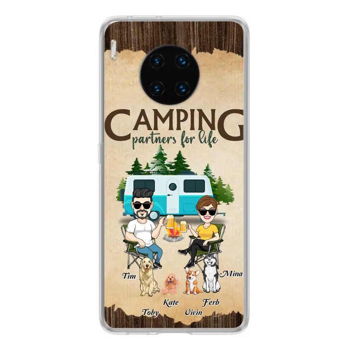 Custom Personalized Couple With Dogs Camping Oppo/ Xiaomi/ Huawei Case - Couple With Up to 4 Dogs - Gift For Couple/ Camping/ Dog Lover - Camping Partners For Life