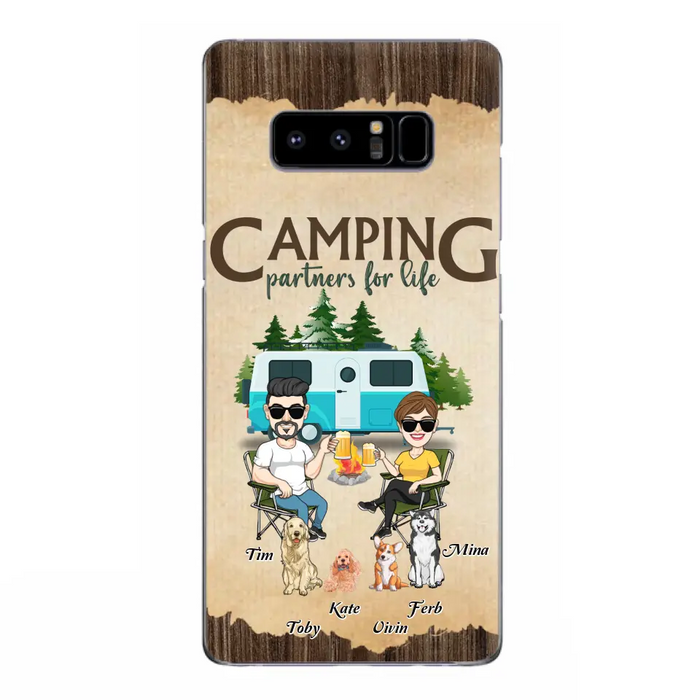 Custom Personalized Couple With Dogs Camping iPhone/ Samsung Case - Couple With Up to 4 Dogs - Gift For Couple/ Camping/ Dog Lover - Camping Partners For Life