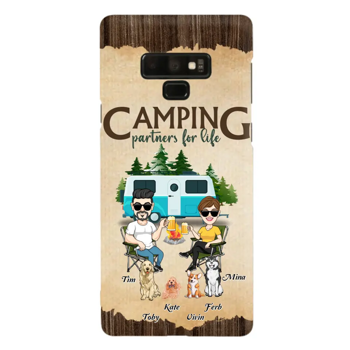 Custom Personalized Couple With Dogs Camping iPhone/ Samsung Case - Couple With Up to 4 Dogs - Gift For Couple/ Camping/ Dog Lover - Camping Partners For Life