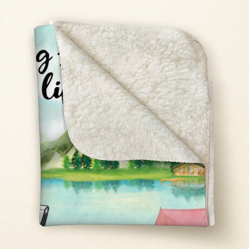Personalized Camping Blanket - Best Gift For The Whole Family - Parents With 2 Kids And Up to 6 Pets - Father's Day Gift From Wife To Husband - Love is stay together