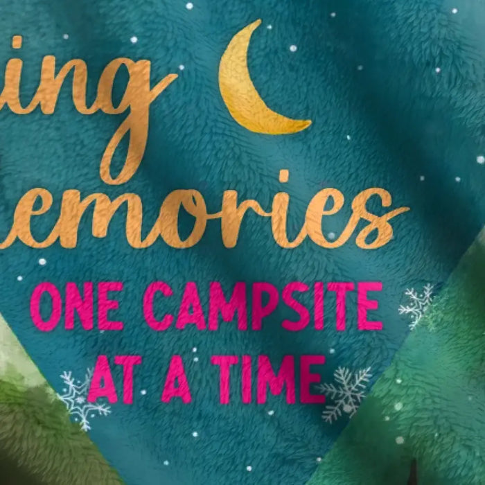 Custom Personalized Camping Quilt/Fleece Throw Blanket - Gift Idea For Family/Camping Lover - Couple/ Parents/ Single Parent With Up to 3 Kids And 4 Pets - Making Memories One Campsite At A Time