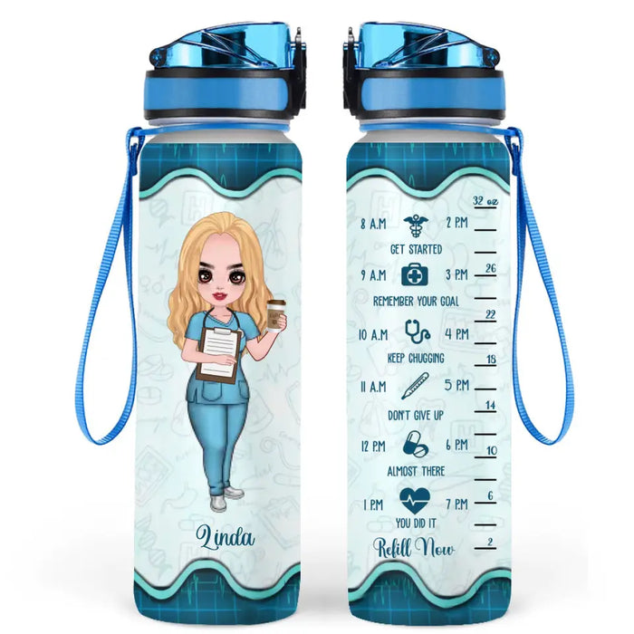 Personalized Nurse Water Tracker Bottle - Gift Idea For Nurse/ Friend - Remember Your Goal
