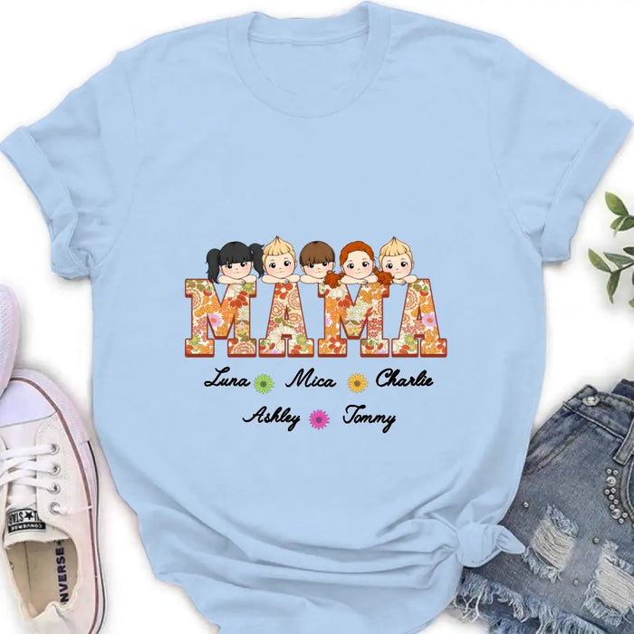 Custom Personalized Floral Mama Shirt/Hoodie - Upto 5 Kids - Mother's Day Gift Idea for Mom/Grandma - Mama