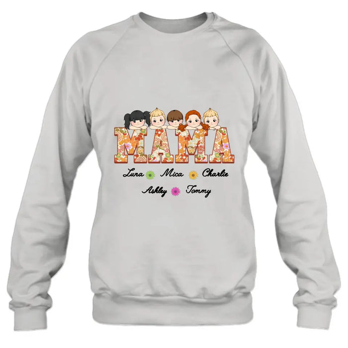 Custom Personalized Floral Mama Shirt/Hoodie - Upto 5 Kids - Mother's Day Gift Idea for Mom/Grandma - Mama