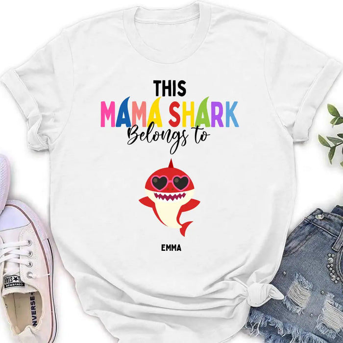 Custom Personalized Mama Shirt/ Hoodie - Upto 10 Kids - Mother's Day Gift Idea For Mom/ Grandma - This Mama Shark Belongs To