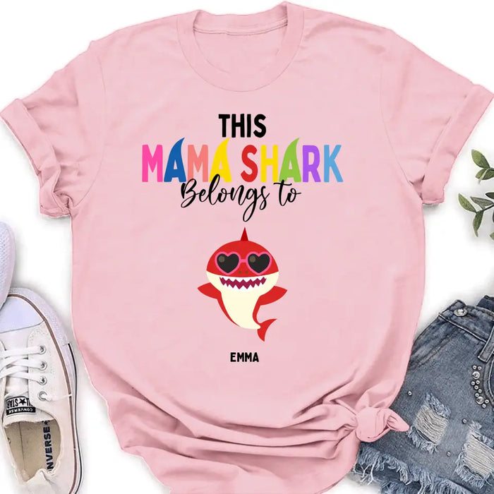 Custom Personalized Mama Shirt/ Hoodie - Upto 10 Kids - Mother's Day Gift Idea For Mom/ Grandma - This Mama Shark Belongs To