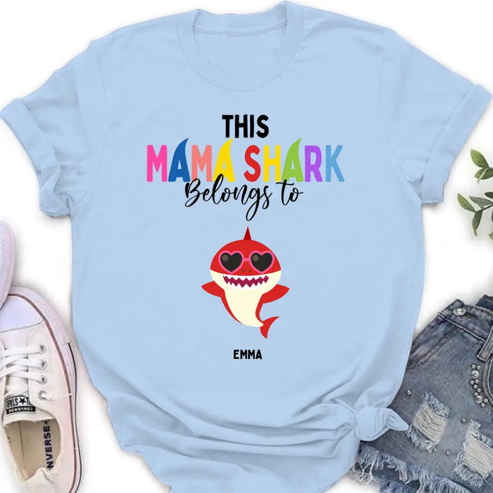 Custom Personalized Mama Shirt/ Hoodie - Upto 10 Kids - Mother's Day Gift Idea For Mom/ Grandma - This Mama Shark Belongs To