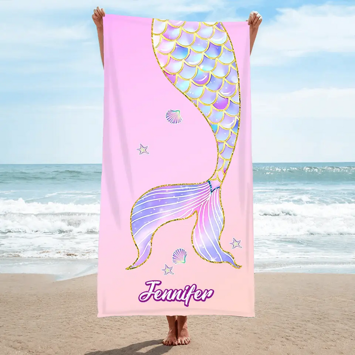 Custom Personalized Mermaid Beach Towel - Gift for Friends