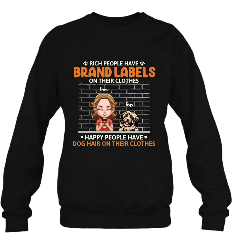 Personalized Dog Mom Shirt/Hoodie - Up to 3 Dogs - Gift Idea For Dog Lover - Happy People Have Dog Hair On Their Clothes