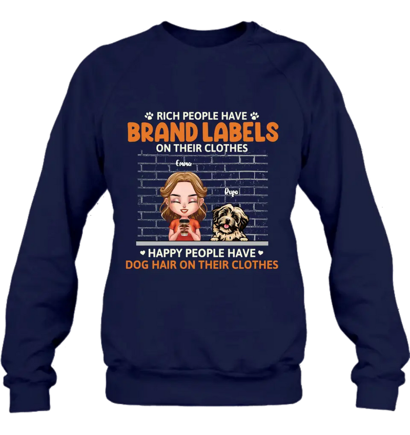 Personalized Dog Mom Shirt/Hoodie - Up to 3 Dogs - Gift Idea For Dog Lover - Happy People Have Dog Hair On Their Clothes