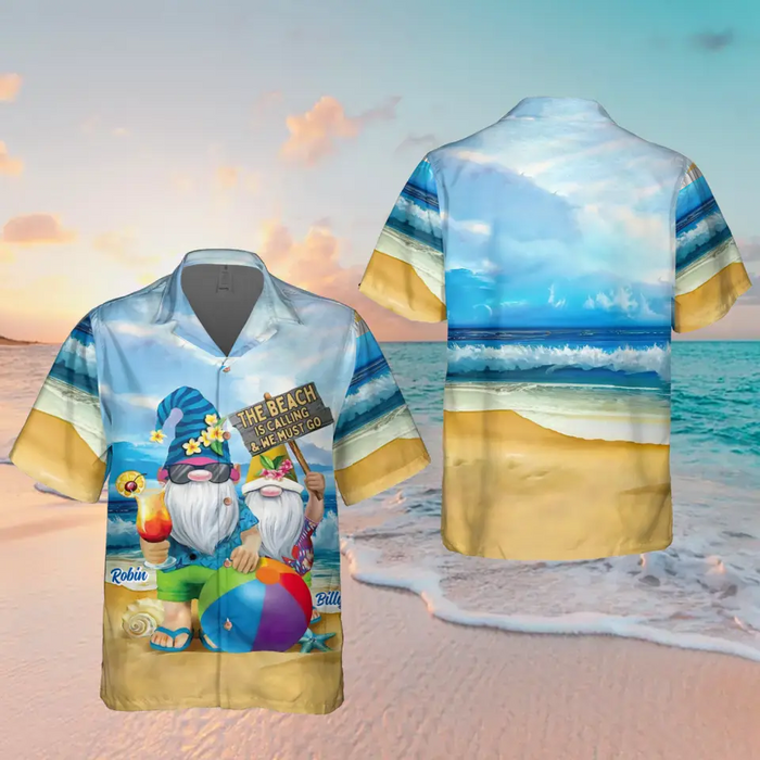 Custom Personalized Couple Hawaiian Shirt - Gift Idea For Beach Lover - The Beach Is Calling & Me Must Go
