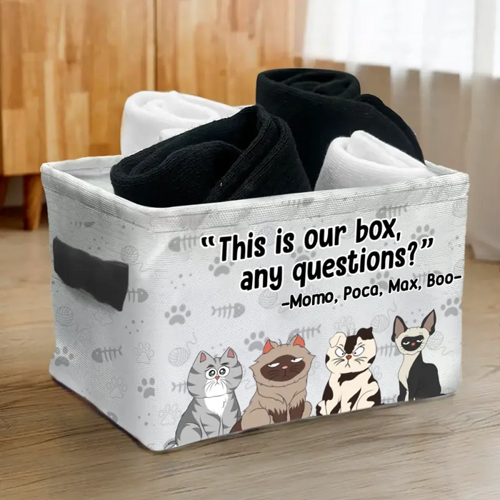 Custom Personalized Funny Cat Storage Box - Upto 4 Cats - Gift Idea for Cat Lovers - This Is Our Box