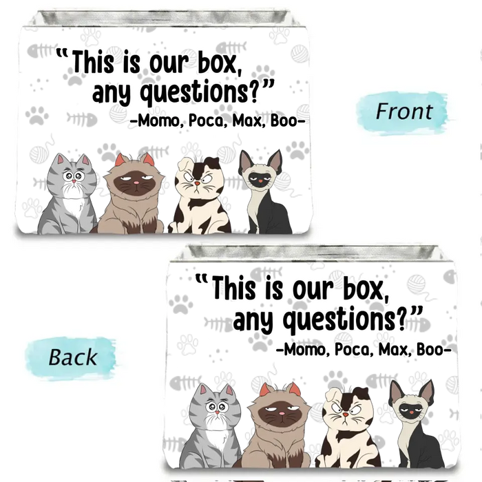 Custom Personalized Funny Cat Storage Box - Upto 4 Cats - Gift Idea for Cat Lovers - This Is Our Box